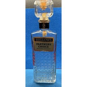 BELLOW'S PARTNERS CHOICE  Empty Bourbon Whiskey Bottle Raised Glass Hand Grip